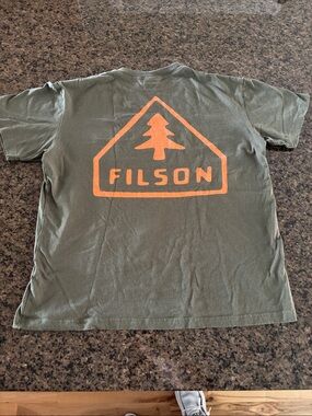 Filson Olive Green Tee with Orange Tree Logo